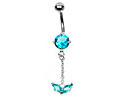 Navelpiercing p� n�tet. Tjocklek cirka 1.6 mm.