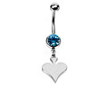 Navelpiercing med ett hj�rta. Tjocklek 1.6 mm, l�ngd 1 cm.