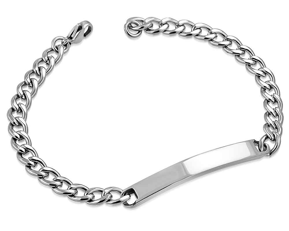 Armband i stål. Bredd cirka 5 mm.