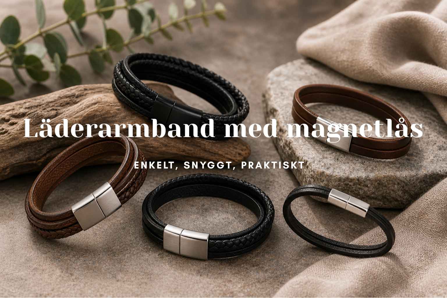 Läderarmband med magnetlås - enkelt, snyggt, praktiskt