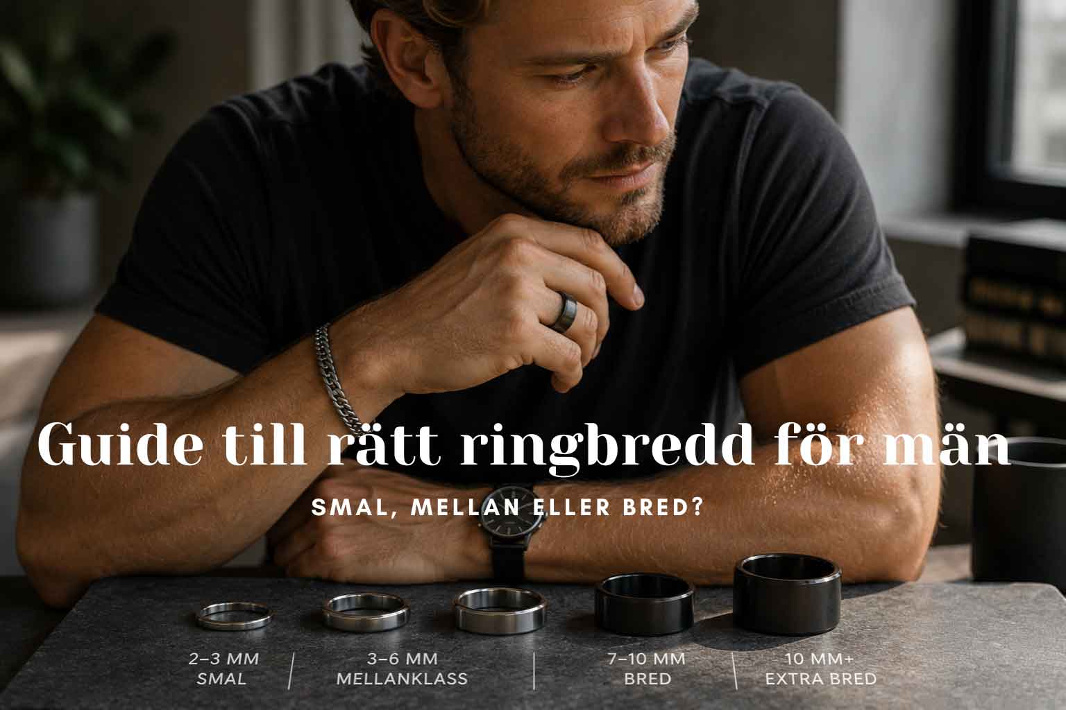 Guide till rätt ringbredd för män - smal, mellan eller bred?