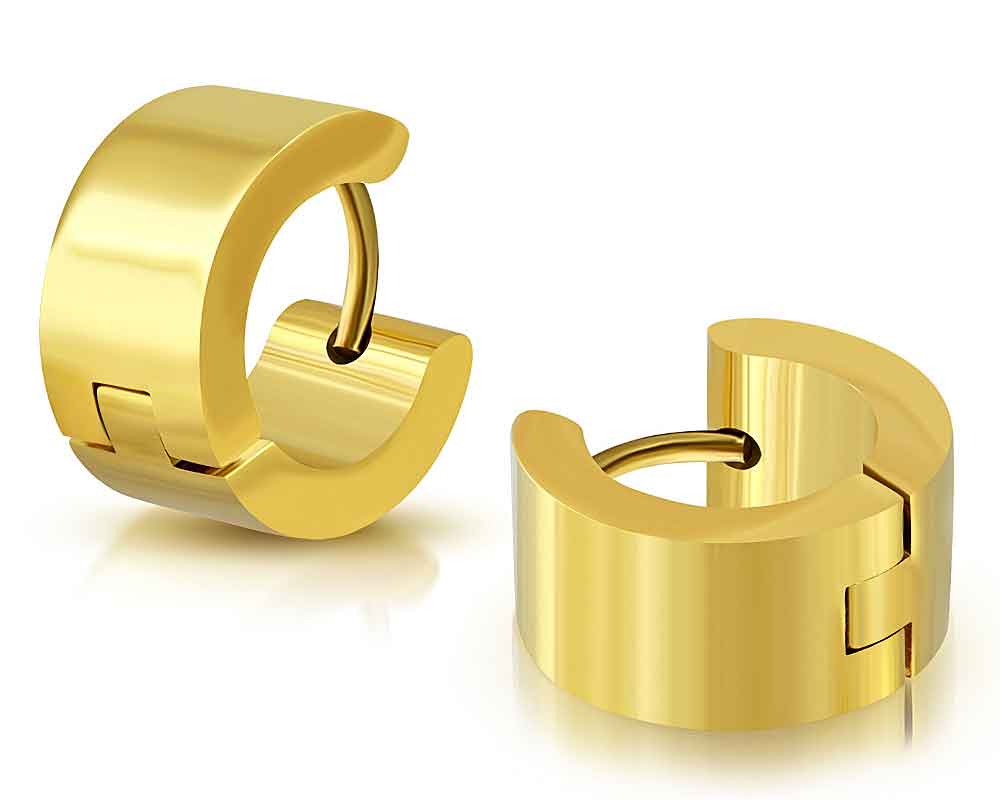 Stålörhängen guldfärgade. 14x7 mm.