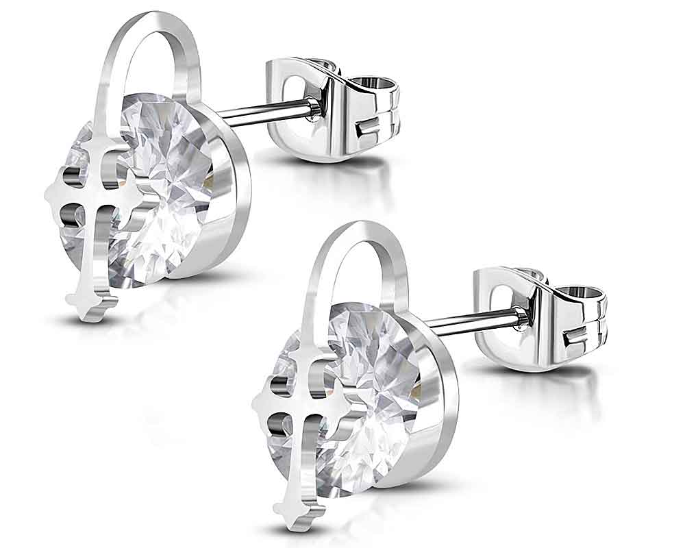 Örhängen med kors. Diameter cirka 9 mm.