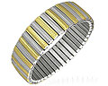 Töjbart armband i stål. Bredd cirka 18 mm, omkrets cirka 17 cm.