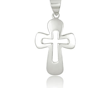 Silverhänge i form av ett kors. Storlek ca 1,8x2,8 cm. OBS! Utan kedja.