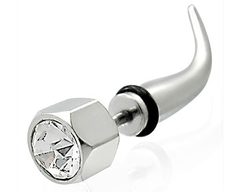 Piercingsmycke i kirurgiskt stål och med cz-sten. Tjocklek ca 1,2 mm. Längd ca 5 mm.