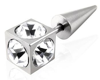 Smycke till piercing. Kirurgiskt stål och cz-sten. Tjocklek ca 1,2 mm. Längd ca 5 mm.