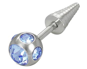 Piercingsmycke på nätet. Tjocklek cirka 1,2 mm, längd cirka 5 mm.