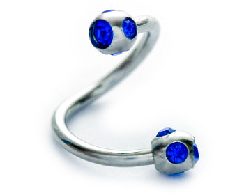 Blå piercing.Tjocklek cirka 1.2 mm, diameter cirka 9 mm, längd cirka 7 mm.