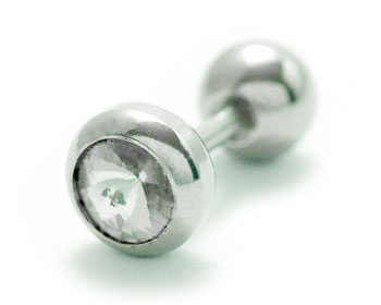 Öronpiercing på nätet. Tjocklek cirka  1.2 mm, längd cirka 6 mm.