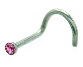 Billig rosa nÃ¤spiercing 2 mm. Tjocklek cirka 0.8 mm.