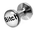 Öronpiercing med text 3 mm. Yttermått cirka 7x12 mm.